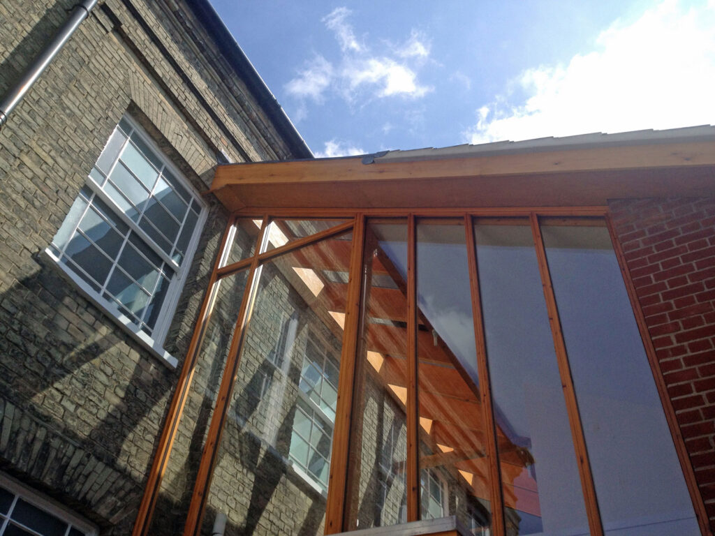 Beccles Baptist Church extension exterior looking up