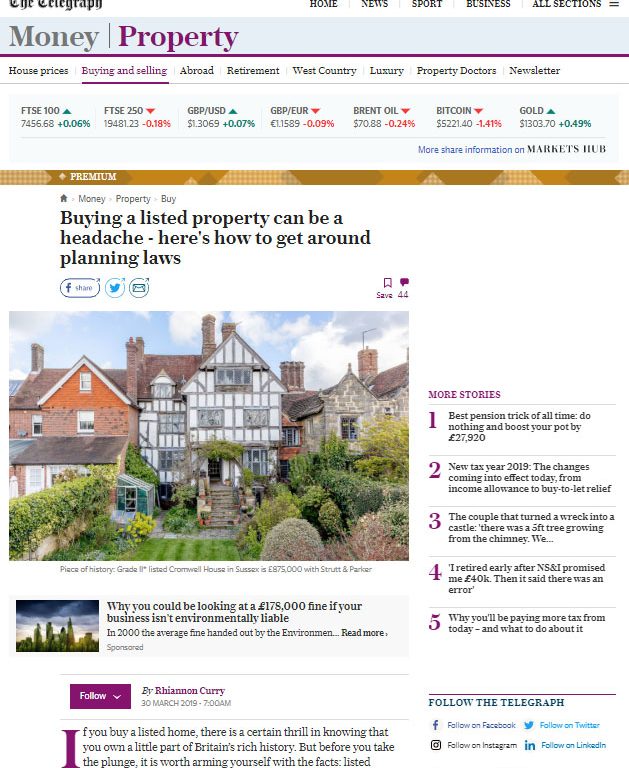 Telegraph - Buying a Listed Property article