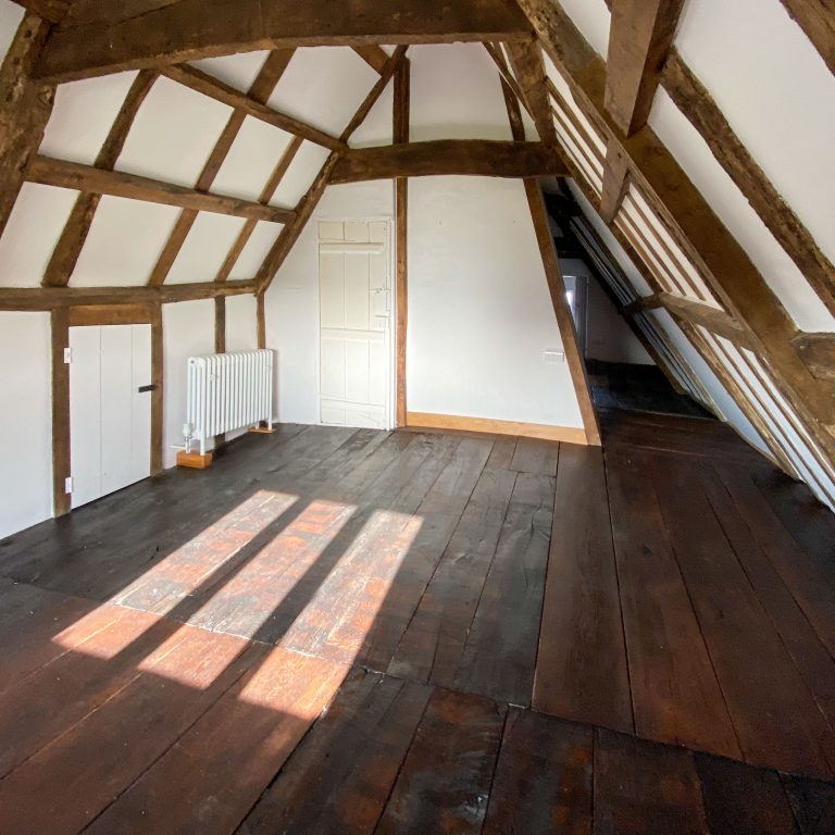 timber beams in farmhouse