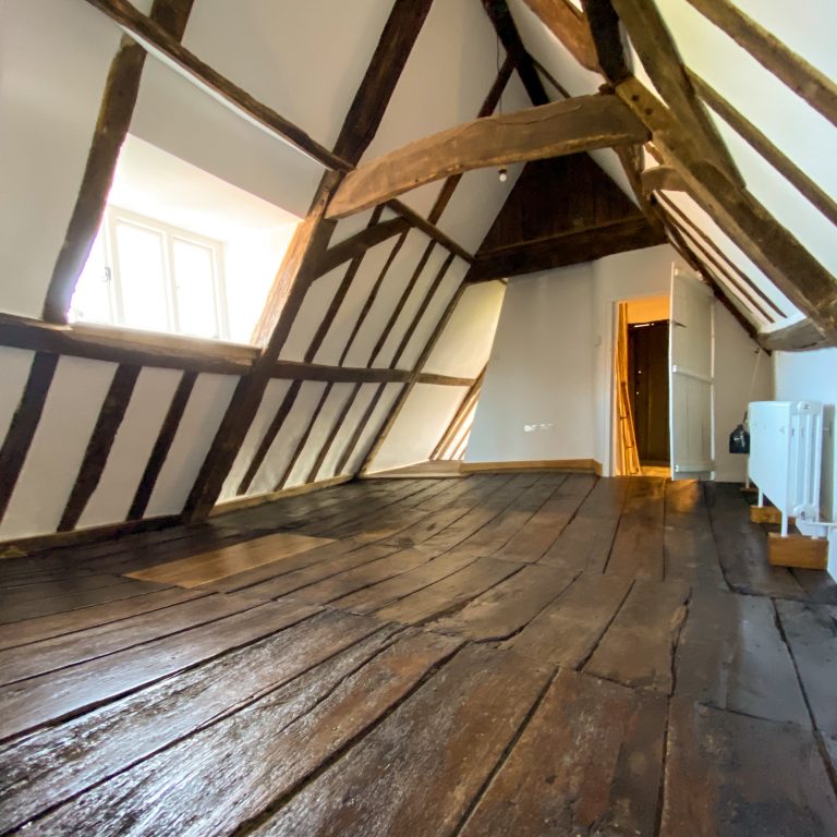 timber beams in farmhouse